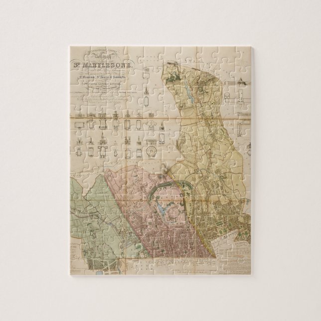 1834 karta vid St Marylebone (London) Pussel (Vertikal)