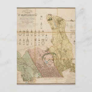 1834 karta vid St Marylebone (London) Vykort