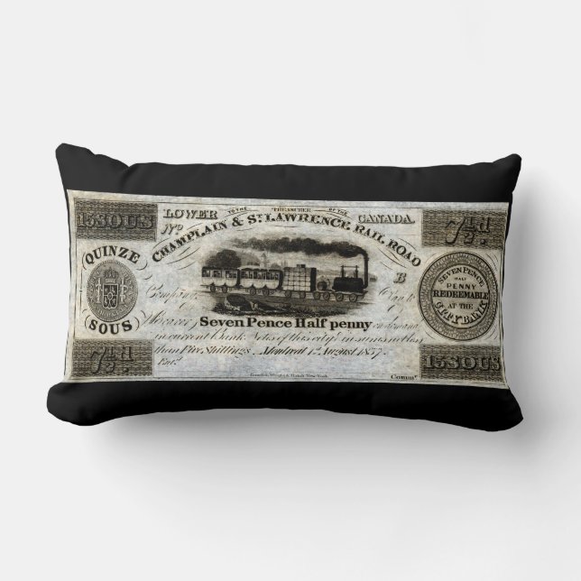 1837 Canadian Railroad Currency Lumbarkudde (Framsida)