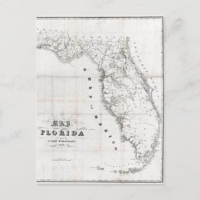 1837 Florida Karta Vykort (Framsida)