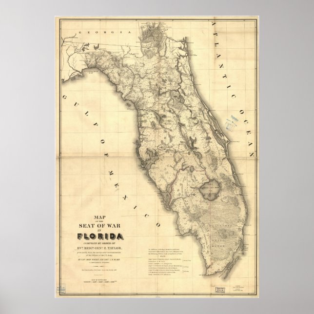 1839 Florida Karta Poster (Framsidan)
