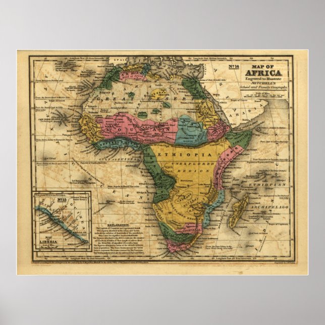 1839 Karta i Afrika Poster (Framsidan)