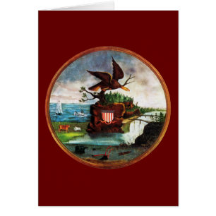 1840 Amerikansk folkart Hälsningskort