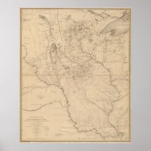 1843 Karta i Mississippifloden Poster