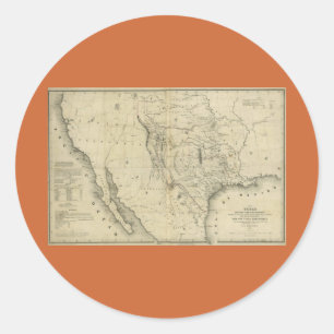 1844 Karta i Texas och Land intill Runt Klistermärke