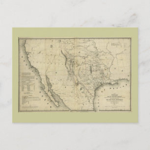 1844 Karta över Texas och angränsande länder Vykort