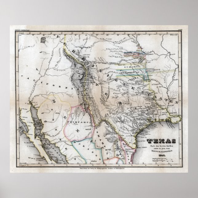 1846 Texas Karta Poster (Framsidan)