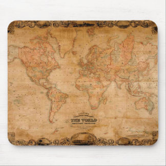 1847 ANTIQUE World MAP Mousepad Musmatta