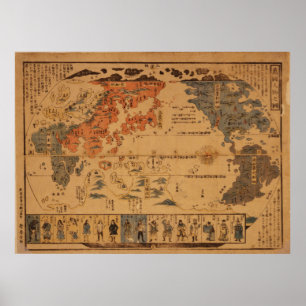1850 Bankoku jinbutsu no zu Folket i många natione Poster