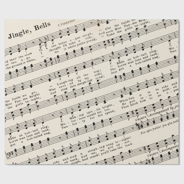 1850 Edition Jingle Klockor Helgdag Wrapping Pappe Presentpapper (Platt)