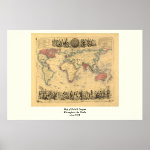 1850:s Karta i det brittiska imperiet över hela vä Poster