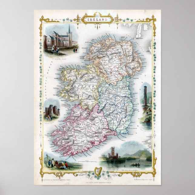 1851 Karta i Irland Poster (Framsidan)