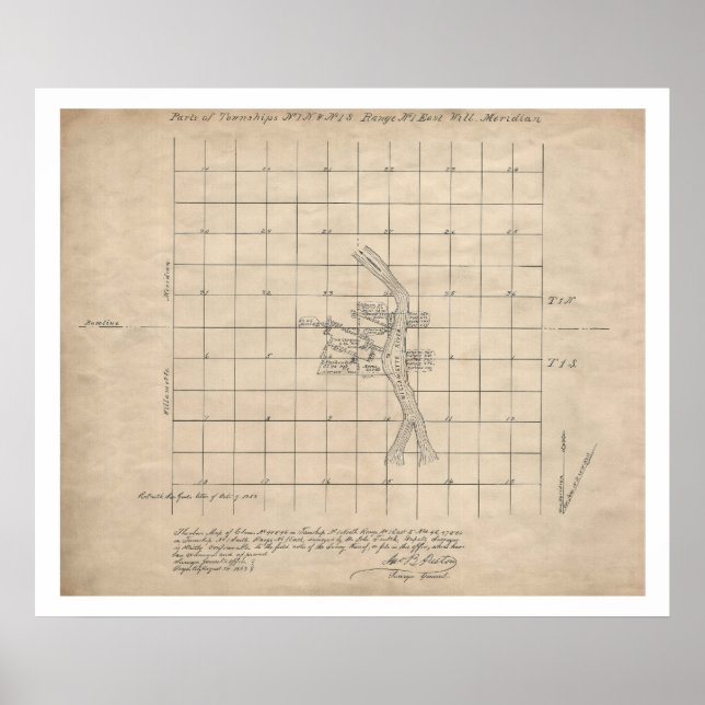 1853 Portland Oregon USGS-undersökning karta Poster (Framsidan)