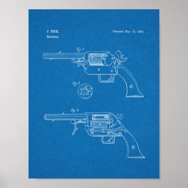 1854 Gun Patent Art Teckning Skriv ut Poster (Framsidan)