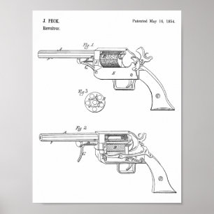 1854 Gun Patent Art Teckning Skriv ut Poster