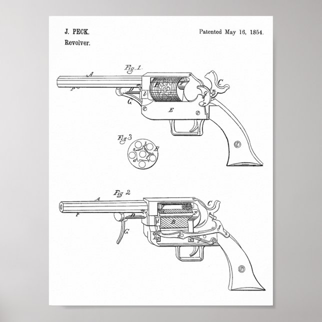 1854 Gun Patent Art Teckning Skriv ut Poster (Framsidan)