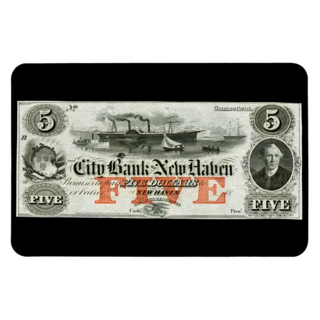 1855 Nya har fem dollar Magnet (Horisontell)