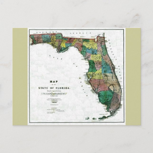 1856 Florida Karta Vykort (Framsida)