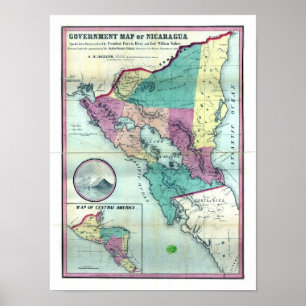1856 Government Karta of Nicaragua by A.H. Jocelyn Poster