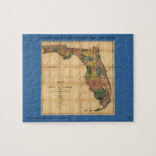 1856 Karta i delstaten Florida av Columbus Drew Pussel