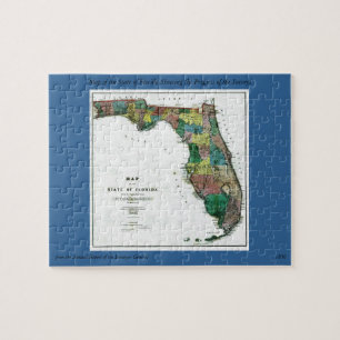 1856 Karta i delstaten Florida av Columbus Drew Pussel