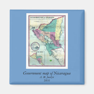 1856 Regeringschef Karta i Nicaragua av A.H. Jocel Magnet