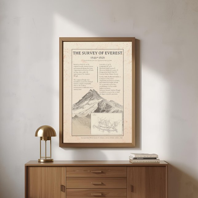 1858 Everest Trigonometrisk Vintagekarta Poster (Skapare uppladdad)