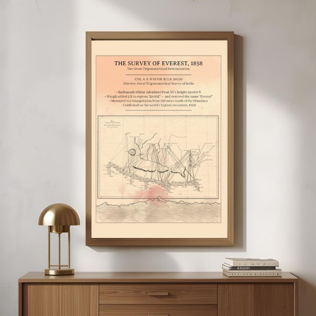 1858 Everest-undersökningskarta — Modernt fint kon Poster (Skapare uppladdad)