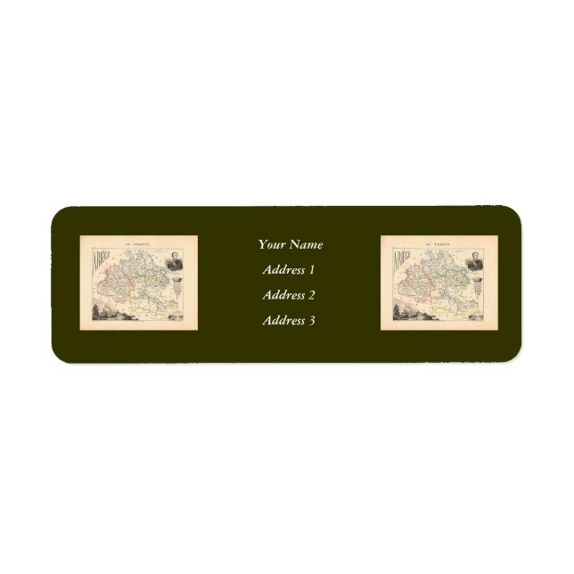 1858 Karta i Ariege Department, Frankrike Returadress Etikett (Framsidan)