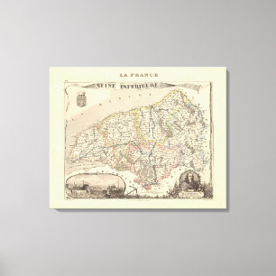 1858 Karta i Seine Inferieure Department, Frankrik Canvastryck