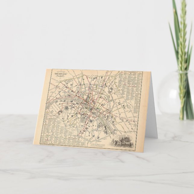 1858 Karta: Itineraire des Omnibus dans Paris Fran Kort (Framsida)