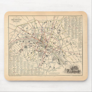 1858 Karta: Itineraire des Omnibus dans Paris Fran Musmatta