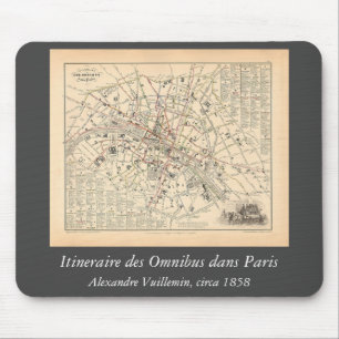 1858 Karta: Itineraire des Omnibus dans Paris Fran Musmatta