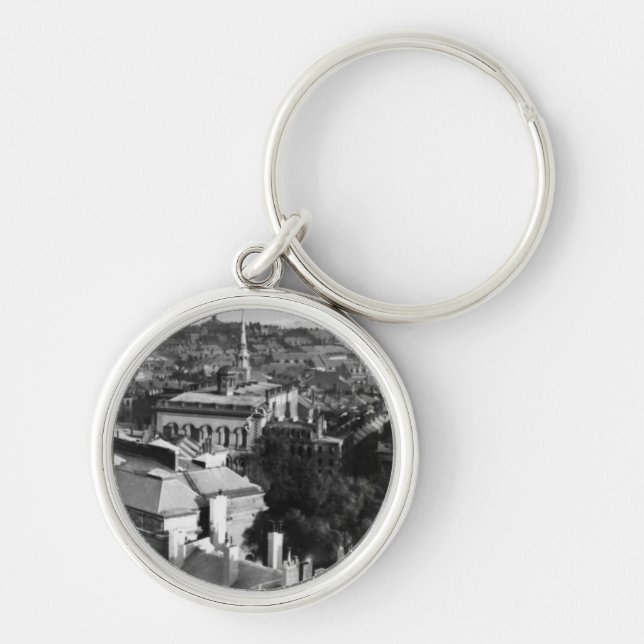 1859:  En beskåda av Boston tittar söder Rund Silverfärgad Nyckelring (Framsidan)