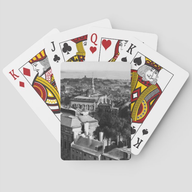 1859:  En beskåda av Boston tittar söder Spelkort (Baksidan)