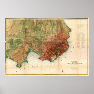 1859 Kusten-undersökningen Karta i San Francisco Poster