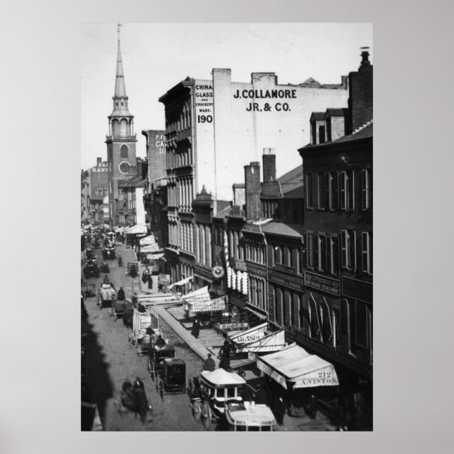 1859: Trafik och butiker på Washington Street Poster (Framsidan)