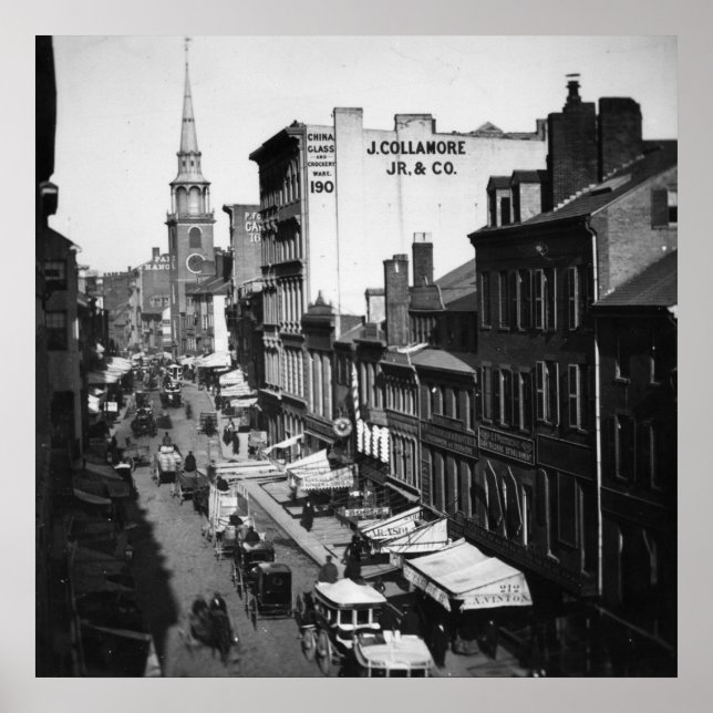 1859: Trafik och butiker på Washington Street Poster (Framsidan)