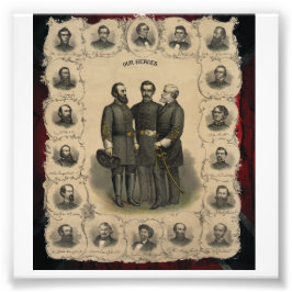 🎖️ 1860 Civil Krig Heroes USA Sydamerika Fototryck