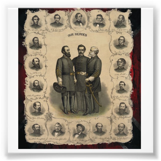 🎖️ 1860 Civil Krig Heroes USA Sydamerika Fototryck (Framsidan)
