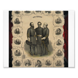 🎖️ 1860 Civil Krig Heroes USA Sydamerika Fototryck