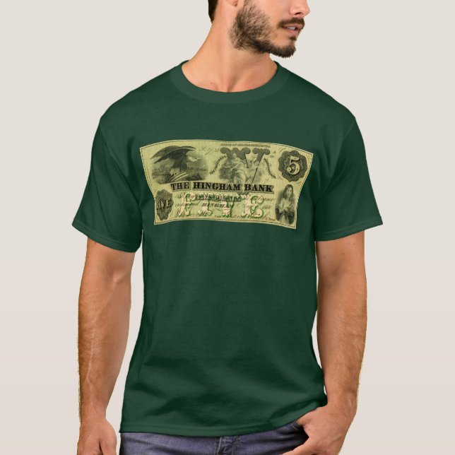 1860 Hingham Massachusetts 5 dollarnot Tee Shirt (Framsida)