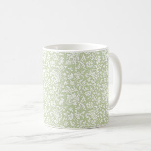 1860-talets Blommigt, Blek Grönt Kaffe Mugg