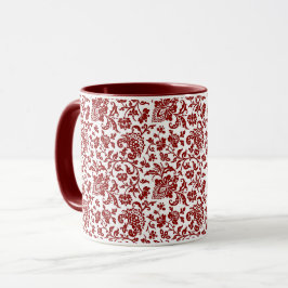 1860-talets Blommigt, Red on White Coffee Mugg