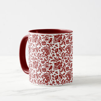 1860-talets Blommigt, Red on White Coffee Mugg