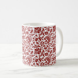 1860-talets Blommigt, Red on White Coffee Mugg