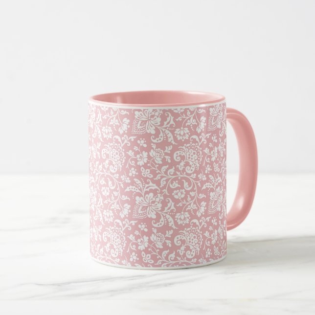 1860-talets Blommigt, Rosa Kaffe Mugg (Framsida höger)