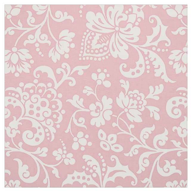 1860-talets Blommigt, Rosa Tyg (Provkarta)
