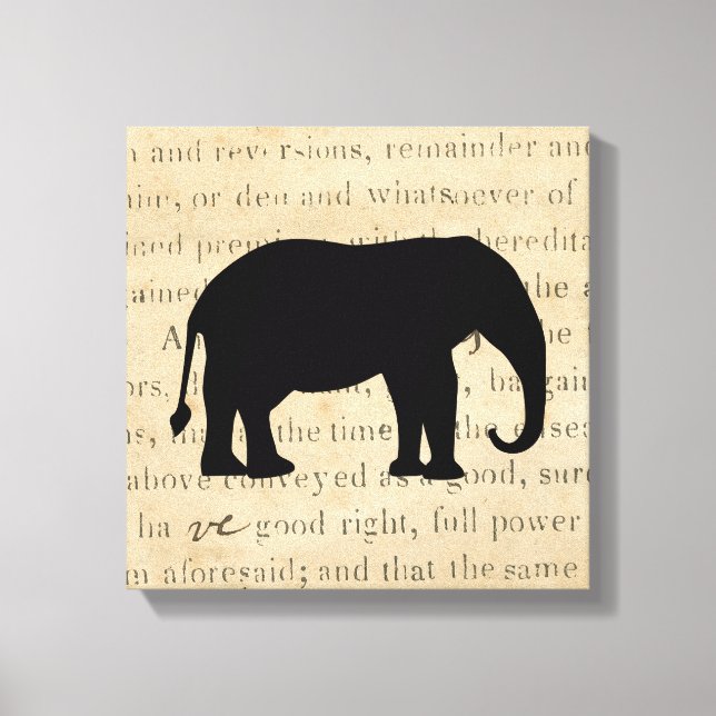 1860's Rustic Ephemera Deed Elephant Silhouette Canvastryck (Framsida)