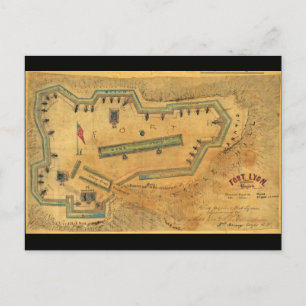 1862 Civil Krig Karta Fort Lyon Alexandria Virgini Vykort